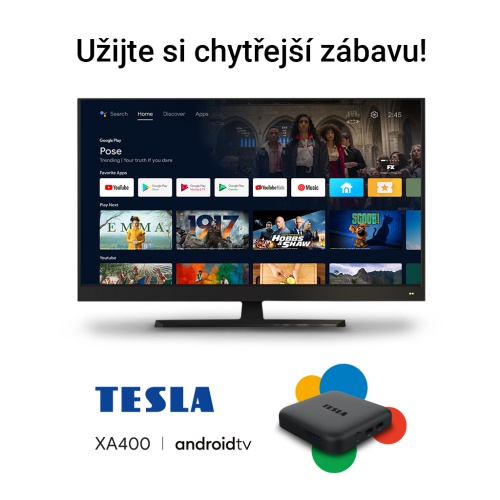 Zobrazení aplikací na TESLA MediaBox XA400 Android TV.